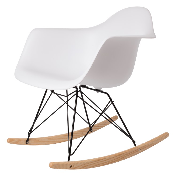 Charles Eames style, Schommelstoel RAR Zwart frame PP wit