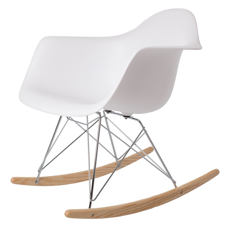 Charles Eames style, Schommelstoel RAR Chroom frame PP wit