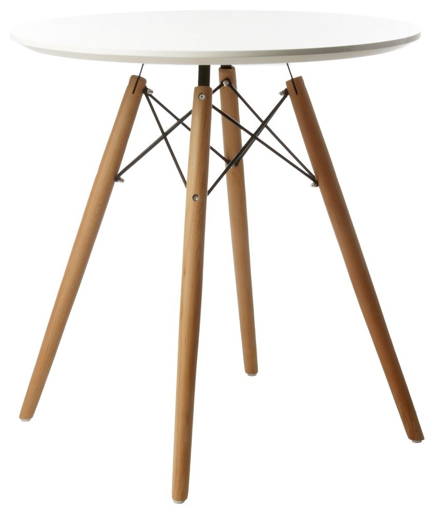 Charles Eames style, Bijzettafel Dowel Coffee table  70cm. wit