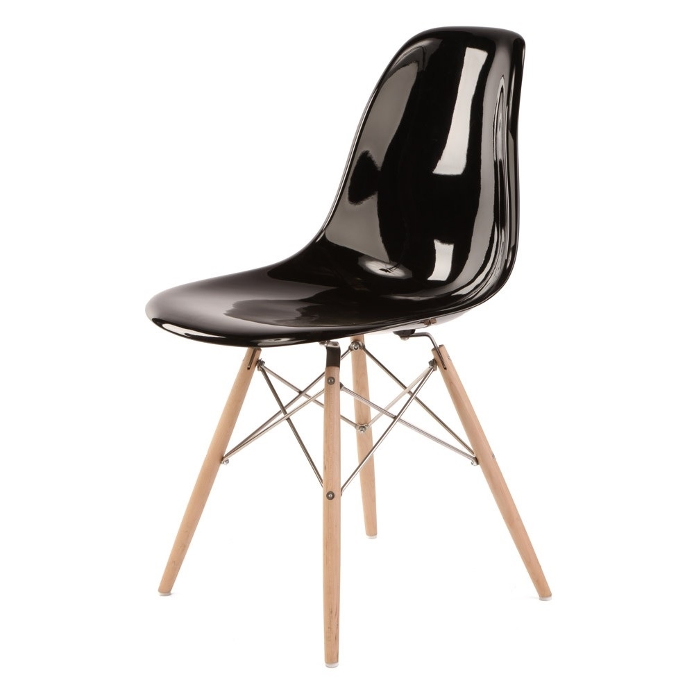 Charles Eames style, Eetkamerstoel DSW Glasvezel zwart